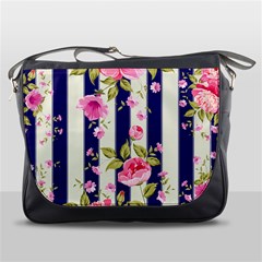 Stripes Floral Print Messenger Bag by designsbymallika