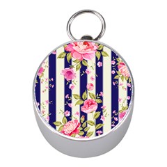 Stripes Floral Print Mini Silver Compasses by designsbymallika