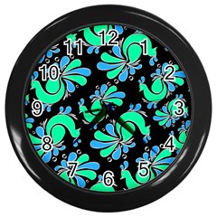 Peacock Pattern Wall Clock (black) by designsbymallika