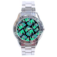 Peacock Pattern Stainless Steel Analogue Watch by designsbymallika