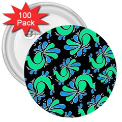 Peacock Pattern 3  Buttons (100 Pack) 