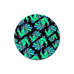 Peacock Pattern Rubber Coaster (round)  by designsbymallika