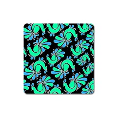 Peacock Pattern Square Magnet by designsbymallika