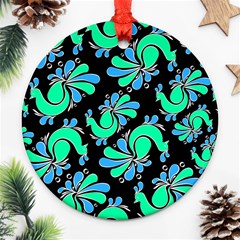 Peacock Pattern Round Ornament (two Sides) by designsbymallika