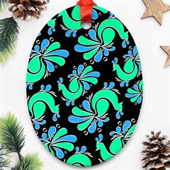 Peacock Pattern Oval Ornament (two Sides) by designsbymallika