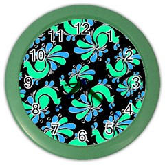 Peacock Pattern Color Wall Clock by designsbymallika