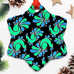 Peacock Pattern Snowflake Ornament (two Sides) by designsbymallika