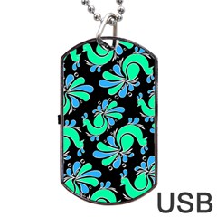 Peacock Pattern Dog Tag Usb Flash (two Sides) by designsbymallika