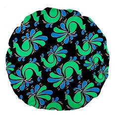 Peacock Pattern Large 18  Premium Flano Round Cushions by designsbymallika