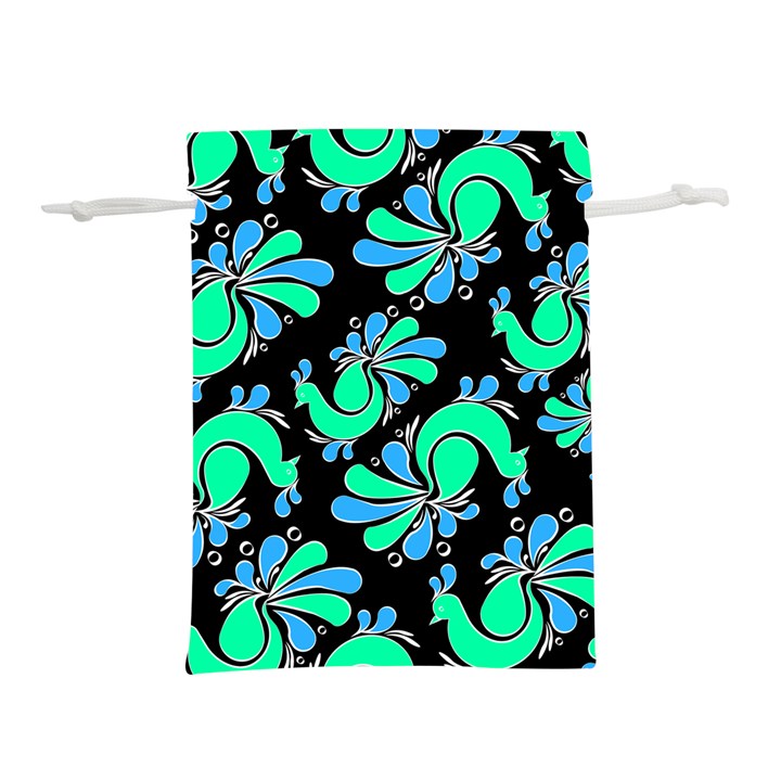 PEACOCK PATTERN Lightweight Drawstring Pouch (L)