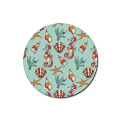 Coral Love Rubber Coaster (round)  by designsbymallika