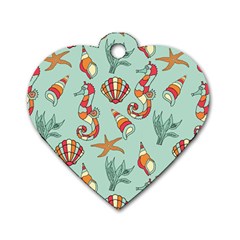 Coral Love Dog Tag Heart (one Side) by designsbymallika