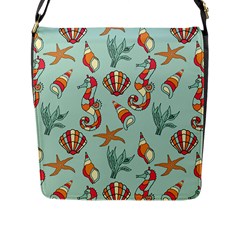 Coral Love Flap Closure Messenger Bag (l) by designsbymallika