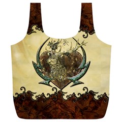 Wonderful Deer With Leaves And Hearts Full Print Recycle Bag (xl) by FantasyWorld7