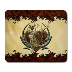 Wonderful Deer With Leaves And Hearts Large Mousepads by FantasyWorld7