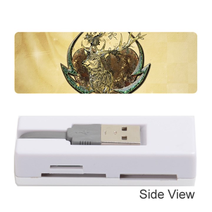 Wonderful Deer With Leaves And Hearts Memory Card Reader (Stick)