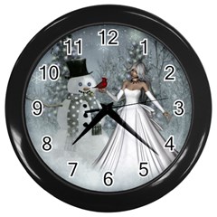 The Wonderful Winter Time Wall Clock (black) by FantasyWorld7