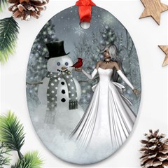 The Wonderful Winter Time Oval Ornament (two Sides) by FantasyWorld7