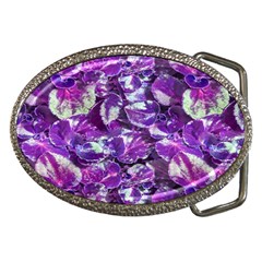 Botanical Violet Print Pattern 2 Belt Buckles by dflcprintsclothing