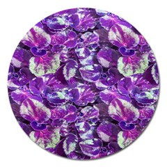 Botanical Violet Print Pattern 2 Magnet 5  (round) by dflcprintsclothing