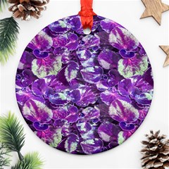 Botanical Violet Print Pattern 2 Round Ornament (two Sides)