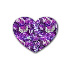 Botanical Violet Print Pattern 2 Rubber Coaster (heart) 