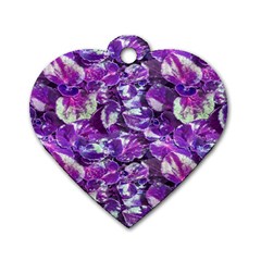 Botanical Violet Print Pattern 2 Dog Tag Heart (two Sides)