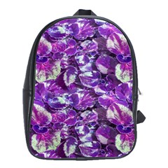 Botanical Violet Print Pattern 2 School Bag (large) by dflcprintsclothing