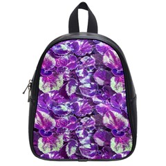 Botanical Violet Print Pattern 2 School Bag (small) by dflcprintsclothing