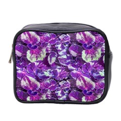 Botanical Violet Print Pattern 2 Mini Toiletries Bag (two Sides) by dflcprintsclothing