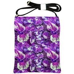 Botanical Violet Print Pattern 2 Shoulder Sling Bag by dflcprintsclothing