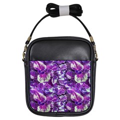 Botanical Violet Print Pattern 2 Girls Sling Bag by dflcprintsclothing