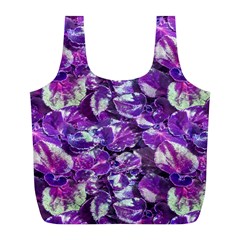 Botanical Violet Print Pattern 2 Full Print Recycle Bag (l) by dflcprintsclothing