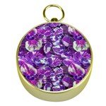 Botanical Violet Print Pattern 2 Gold Compasses Front