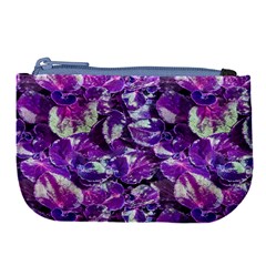 Botanical Violet Print Pattern 2 Large Coin Purse by dflcprintsclothing