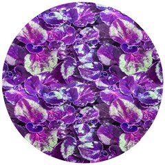 Botanical Violet Print Pattern 2 Wooden Puzzle Round by dflcprintsclothing