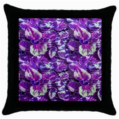 Botanical Violet Print Pattern 2 Throw Pillow Case (black) by dflcprintsclothing