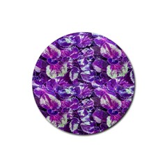 Botanical Violet Print Pattern 2 Rubber Coaster (round)  by dflcprintsclothing