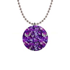 Botanical Violet Print Pattern 2 1  Button Necklace by dflcprintsclothing