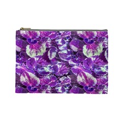 Botanical Violet Print Pattern 2 Cosmetic Bag (large) by dflcprintsclothing