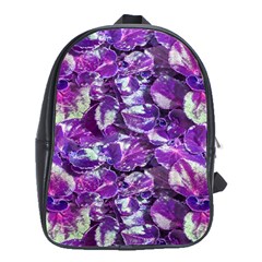 Botanical Violet Print Pattern 2 School Bag (xl) by dflcprintsclothing