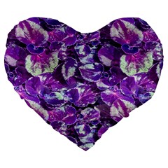 Botanical Violet Print Pattern 2 Large 19  Premium Heart Shape Cushions