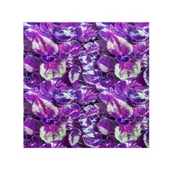 Botanical Violet Print Pattern 2 Small Satin Scarf (square) by dflcprintsclothing