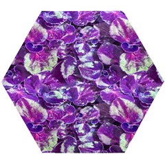 Botanical Violet Print Pattern 2 Wooden Puzzle Hexagon by dflcprintsclothing