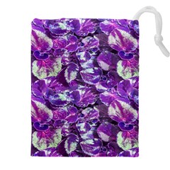 Botanical Violet Print Pattern 2 Drawstring Pouch (4xl) by dflcprintsclothing