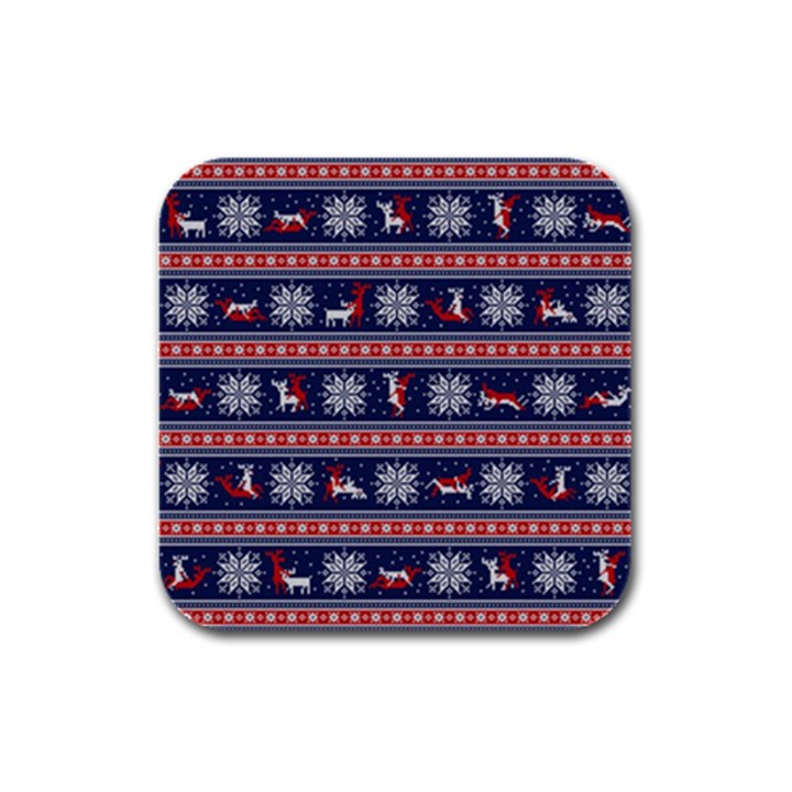 Christmas Deer Sex Rubber Square Coaster (4 pack) 