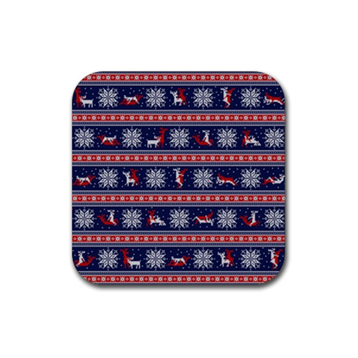 Christmas Deer Sex Rubber Coaster (Square) 