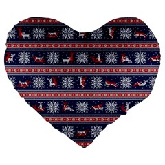 Christmas Deer Sex Large 19  Premium Flano Heart Shape Cushions