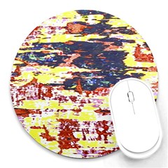 Multicolored Abstract Grunge Texture Print Round Mousepads