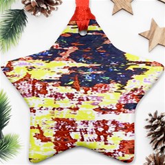 Multicolored Abstract Grunge Texture Print Ornament (star) by dflcprintsclothing